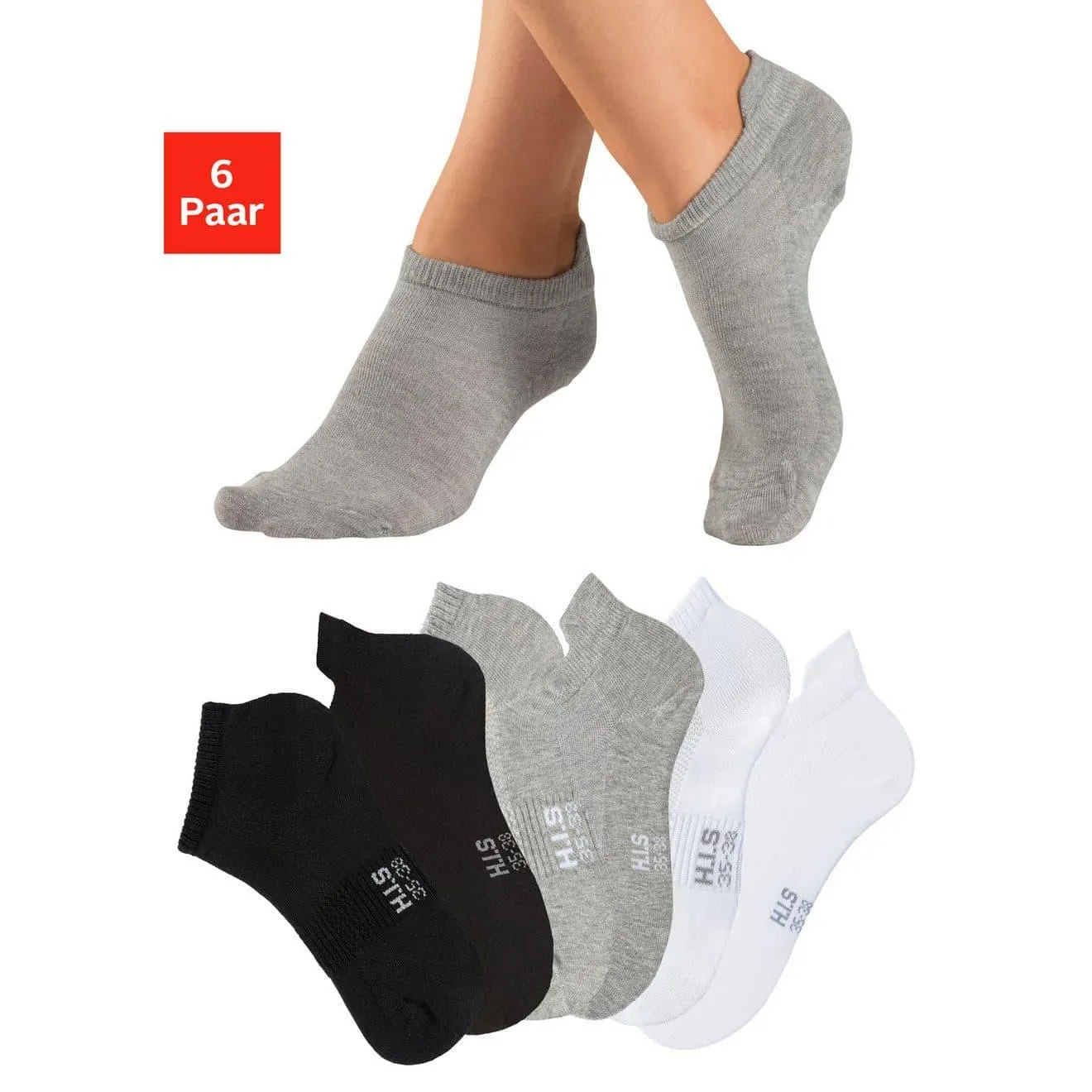 H.I.S Sportsokken Korte sokken en sneakersokken in één verpakking (set, 6 paar)