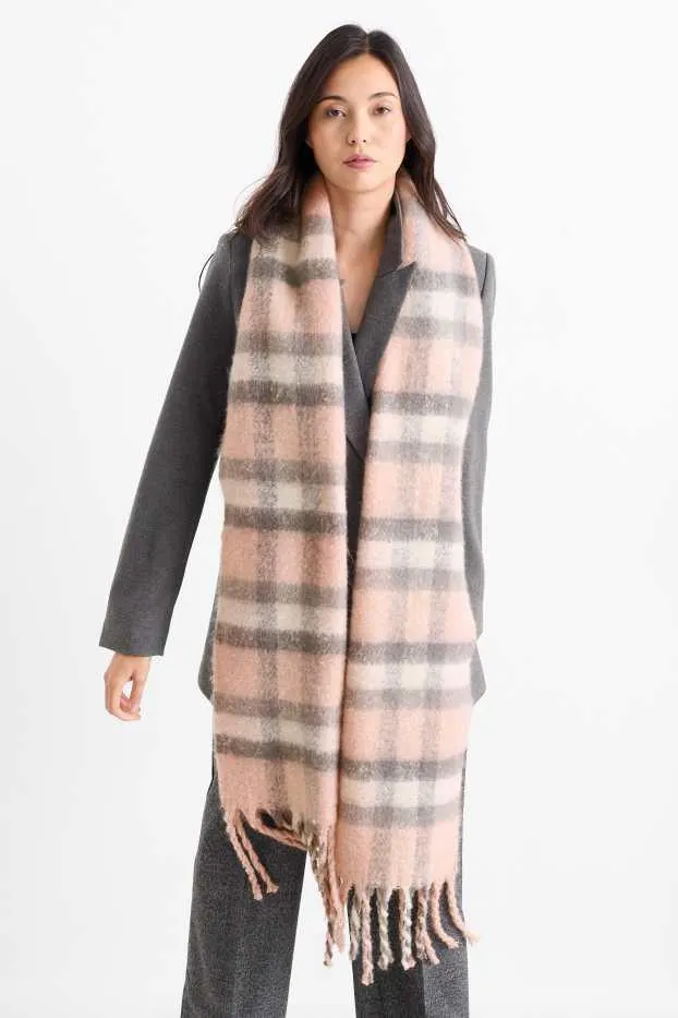 Sjaal met franjes - geruit