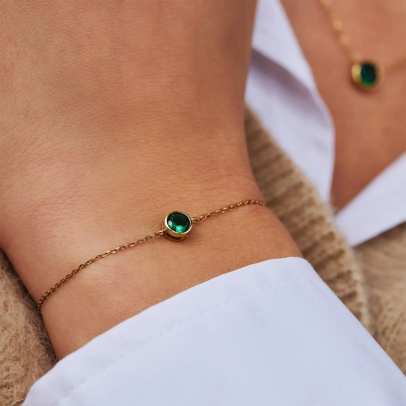 Venus 925 Sterling Zilveren Goudkleurige Armband Met Geboortesteen VH320010 (JAN-DEC)