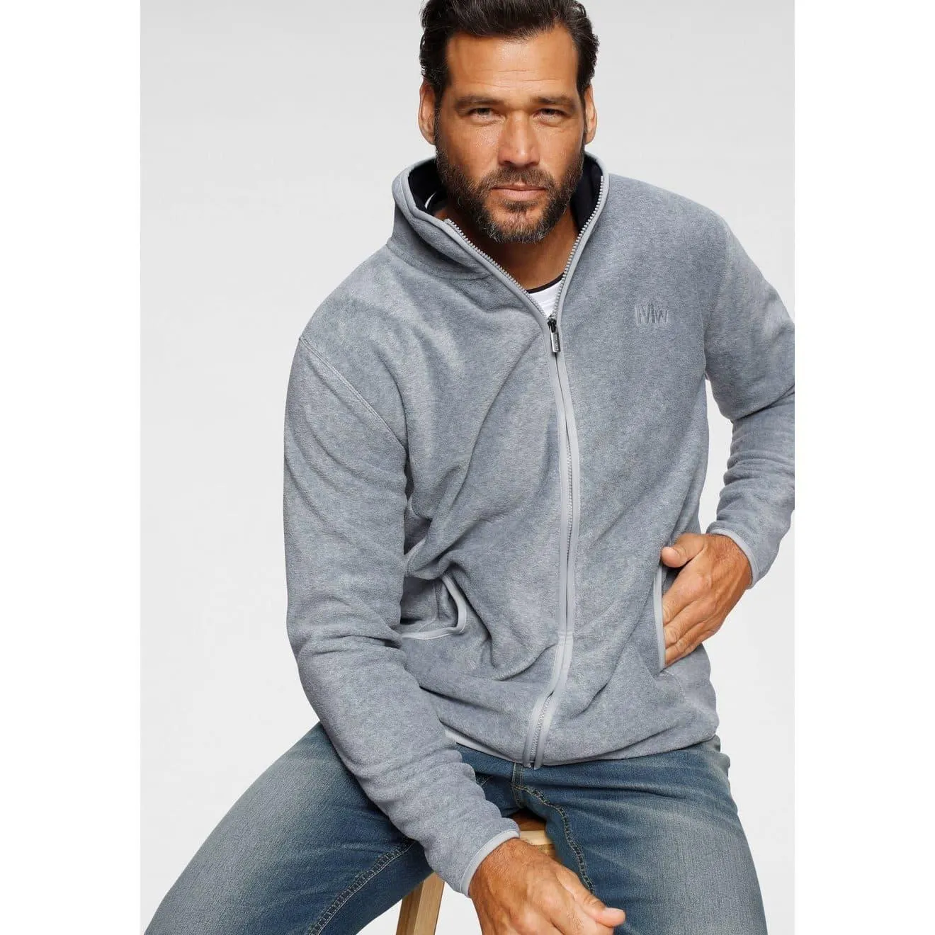 Man's World Fleecejack voor de tussenseizoen, van fleece, casual look, snel drogend
