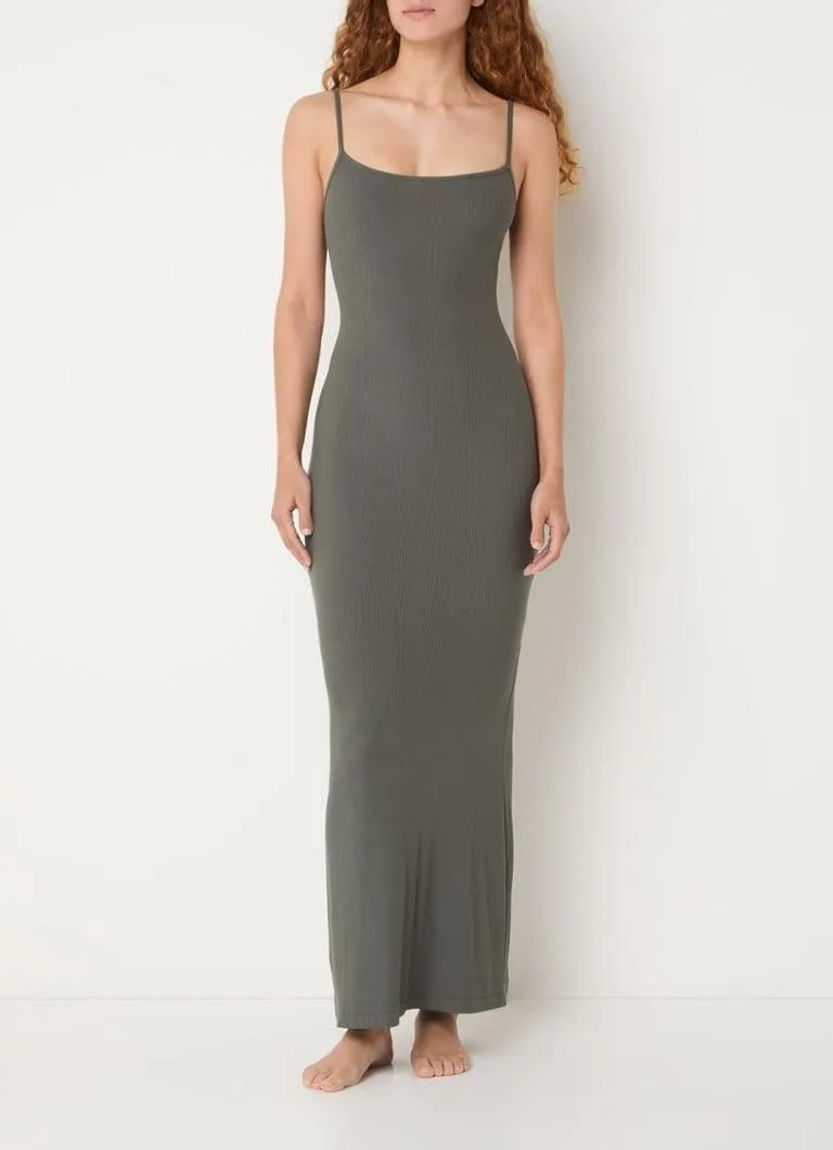 Soft Lounge maxi jurk met ribstructuur