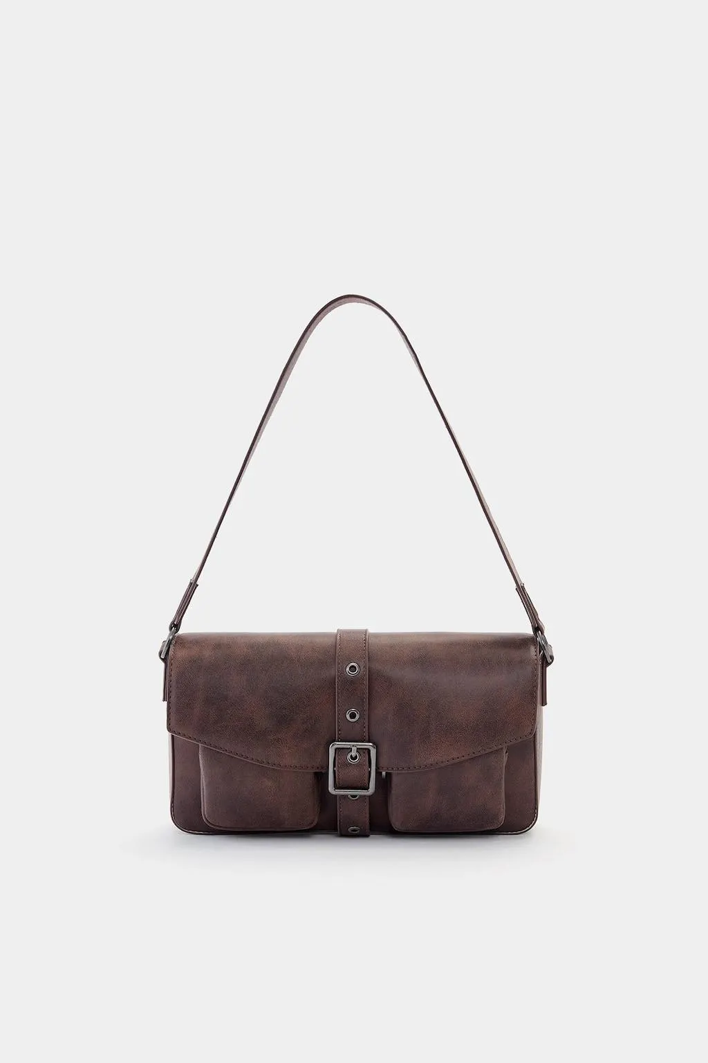 SCHOUDERTAS MET VERSLETEN EFFECT EN ZAKKEN