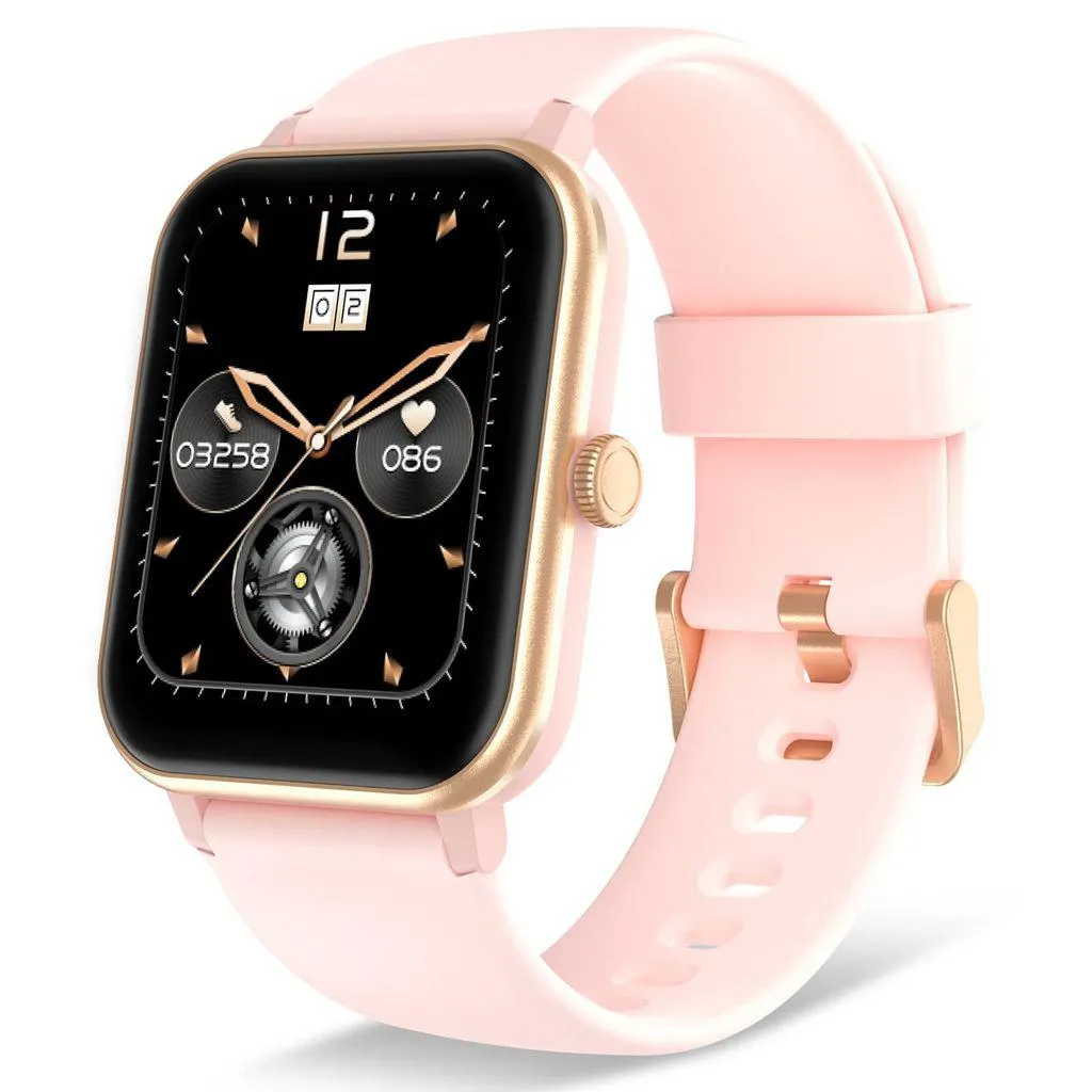 Smartwatch für Damen Herren, Blackview R3max 1,69" großer HD Touch-Farbbildschirm Fitnessuhr, Temperaturmessung/Überwachung von SpO2/Pulsuhr/ Fitness Tracker, Armbanduhr für Android IOS(Rosa)