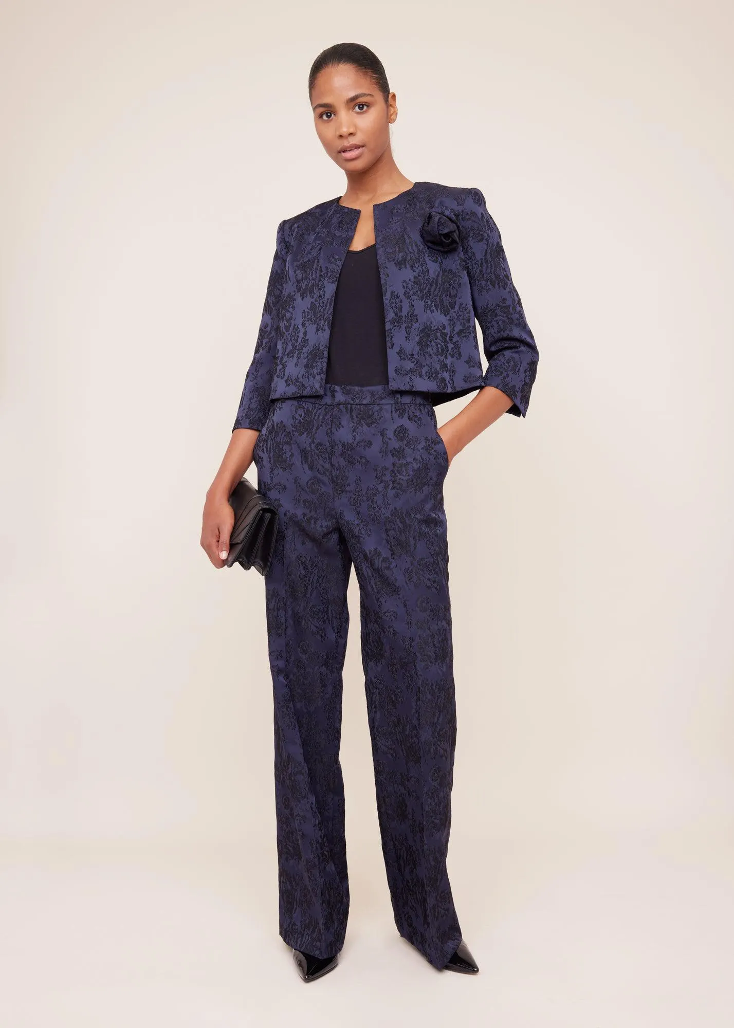 Jacquard blazer cropped