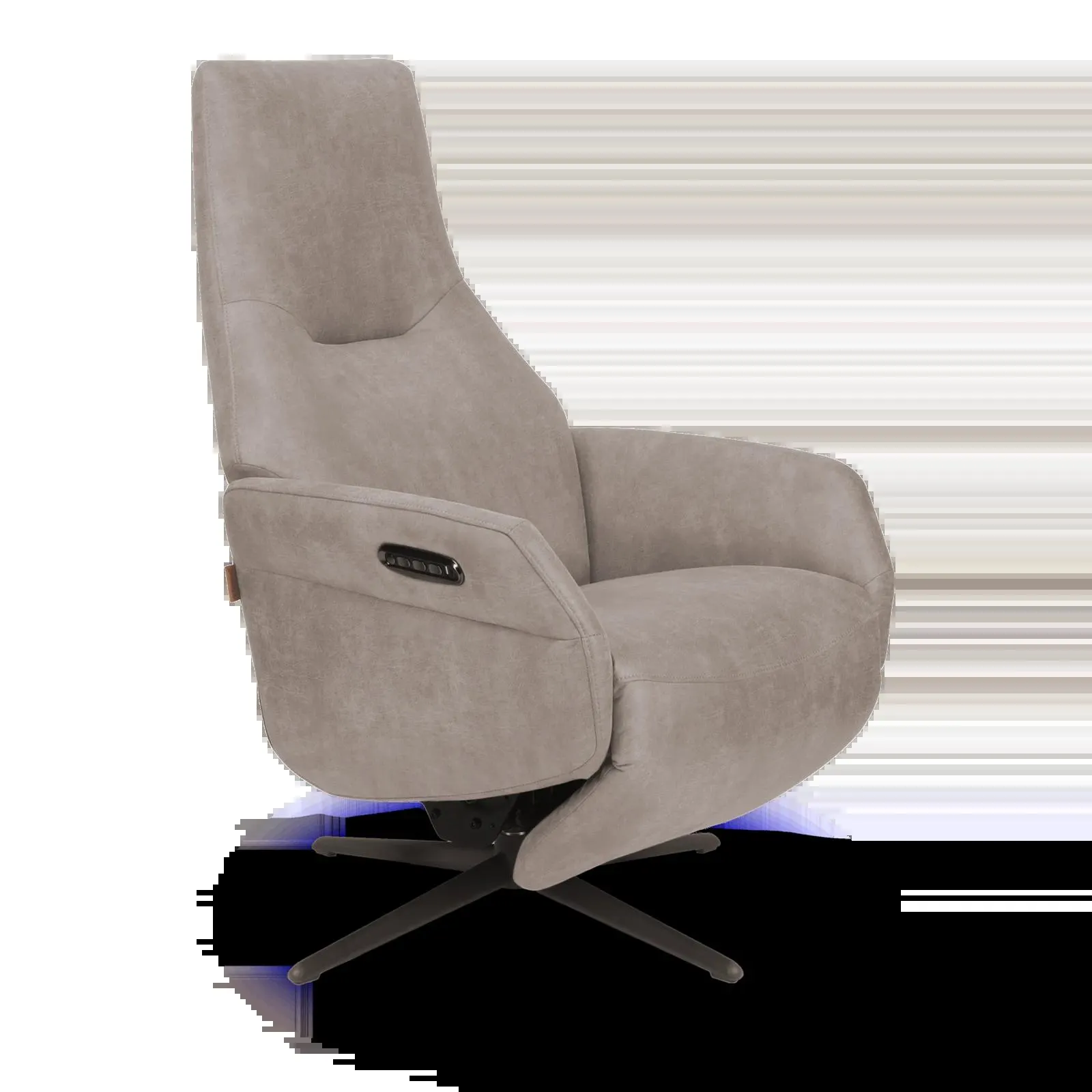 Relaxfauteuil (elektrisch/zwart) Opera - Microleder Oxx Lichtgrijs