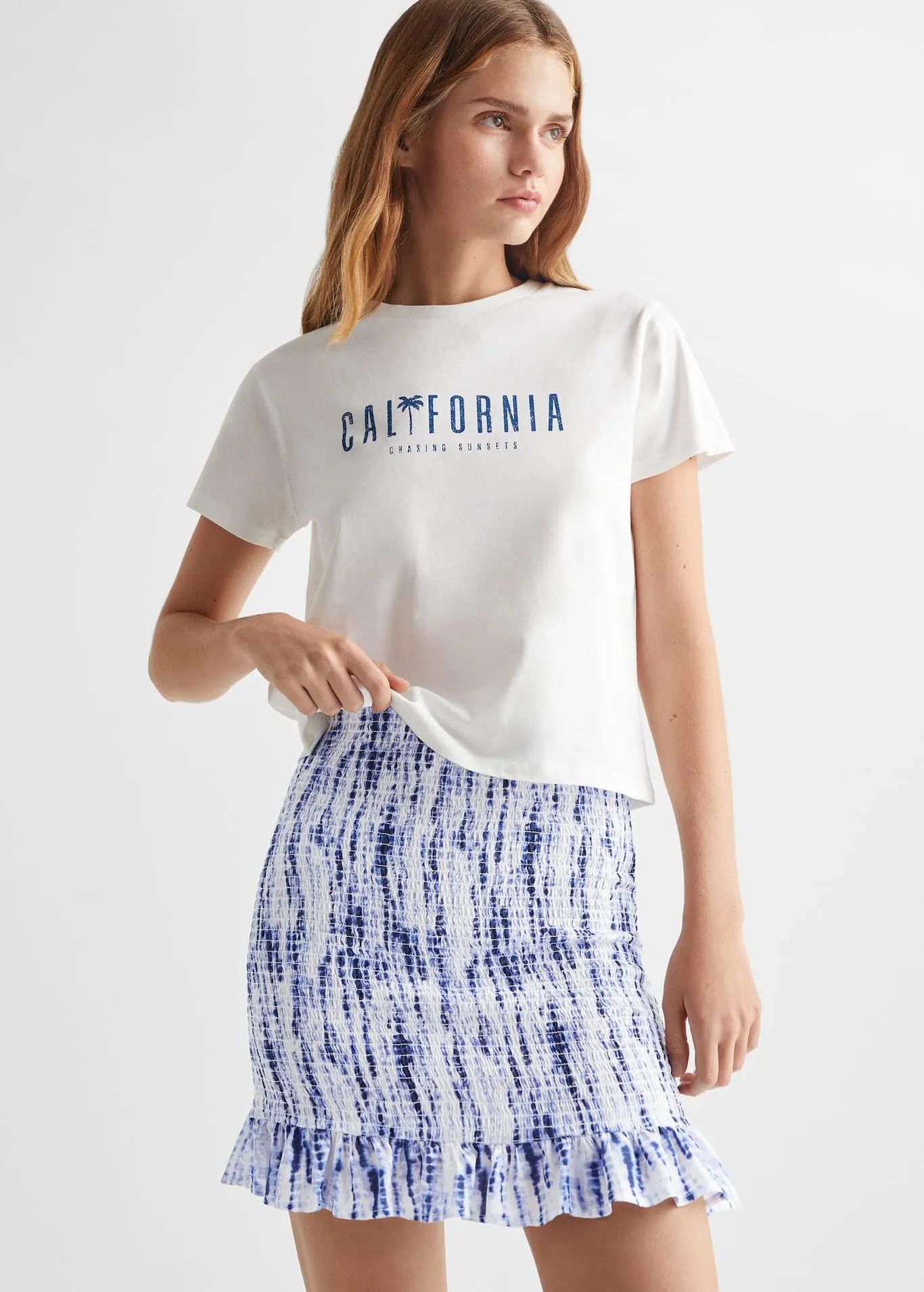 Bedrukte, gesmokte rok