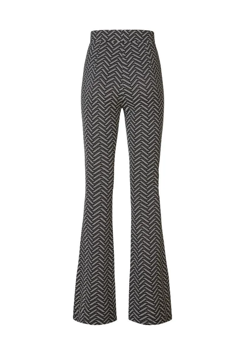 Broek flared print wit 36"