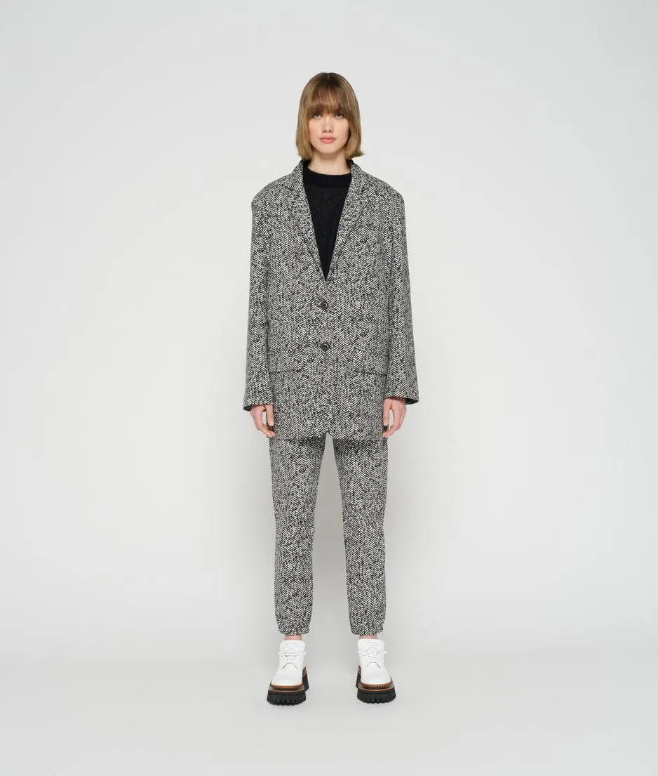 statement blazer herringbone