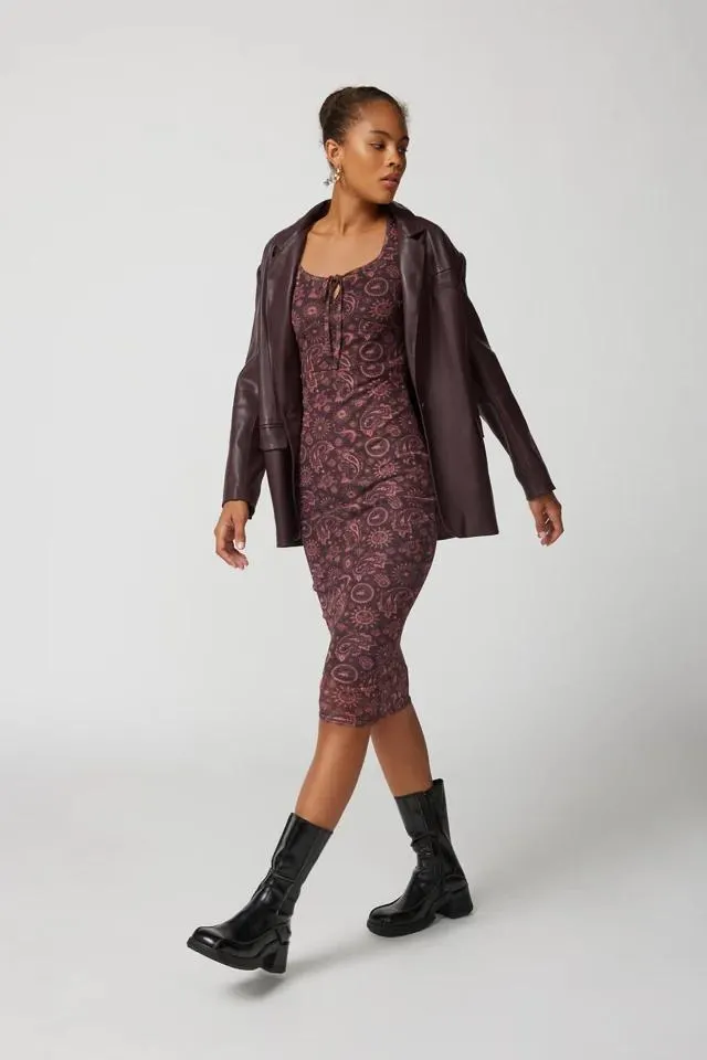 Daisy Street Mesh Paisley Midi Dress