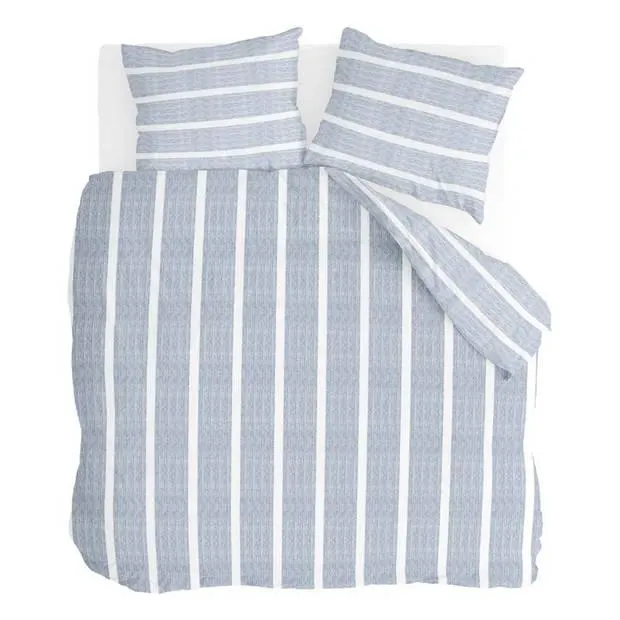 Walra Stripe Along dekbedovertrek - Lits-jumeaux (240x200/220 cm + 2 slopen) - Katoen - Blauw