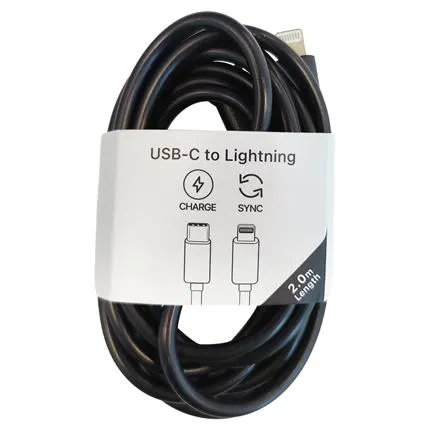 Musthavz laadkabels USB-C> Lightning 2 meter Zwart