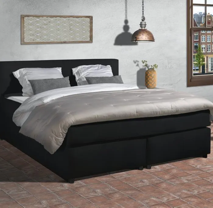 Mörgenn Complete Boxspring Parga Lederlook - zwart
