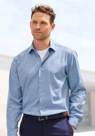 H.I.S Overhemd met lange mouwen Regular fit elastisch jacquard-shirt in regular fit, onderhoudsvriendelijk van katoenmix