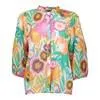 Multi color blouse met pofmouw