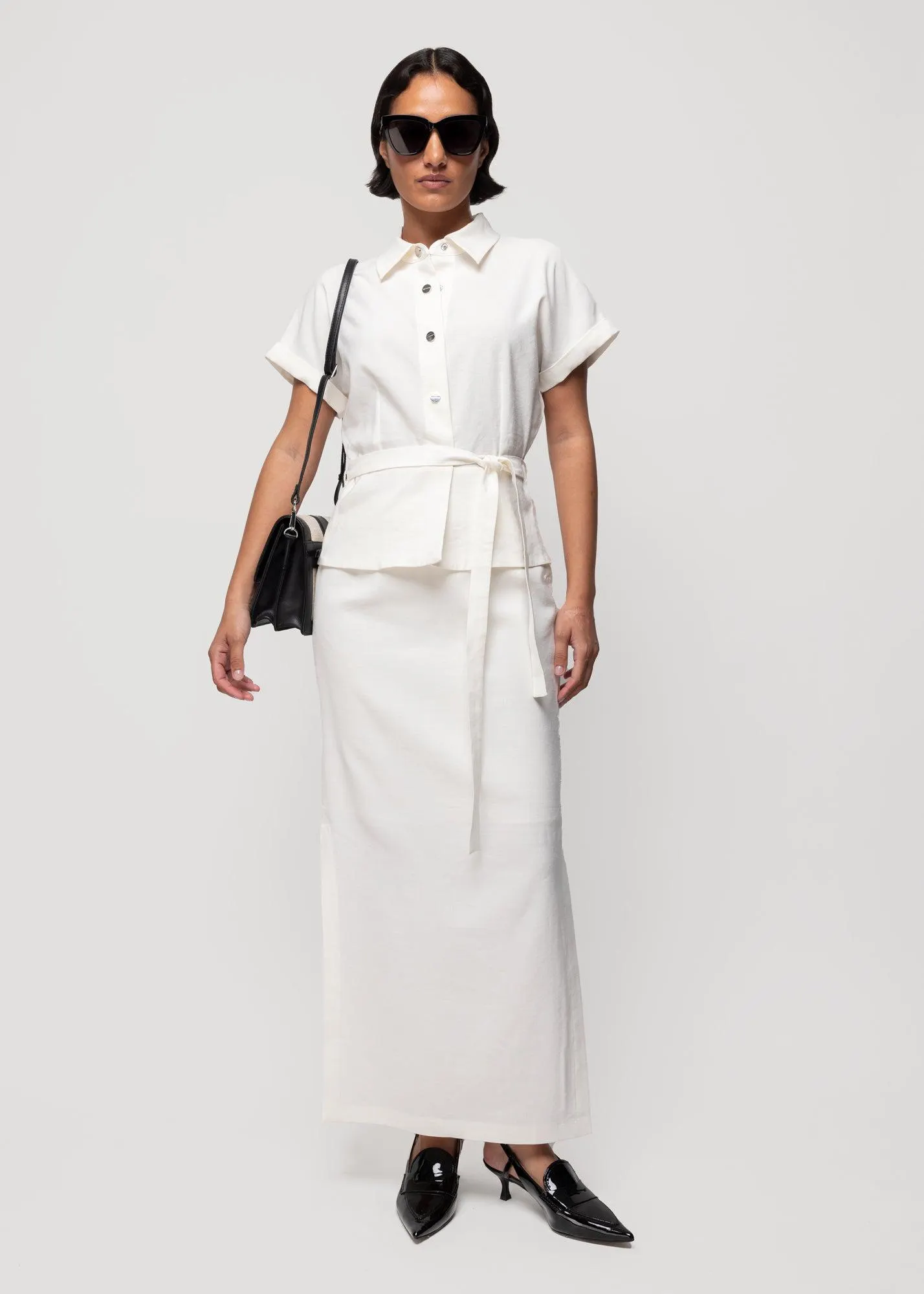 Linnen blouse met korte mouw