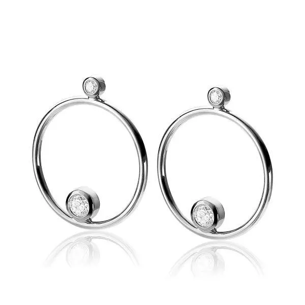 ZINZI zilveren oorsieraden 20mm rond wit ZIO1897
