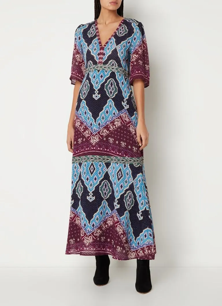 Mahina maxi jurk met print en structuur