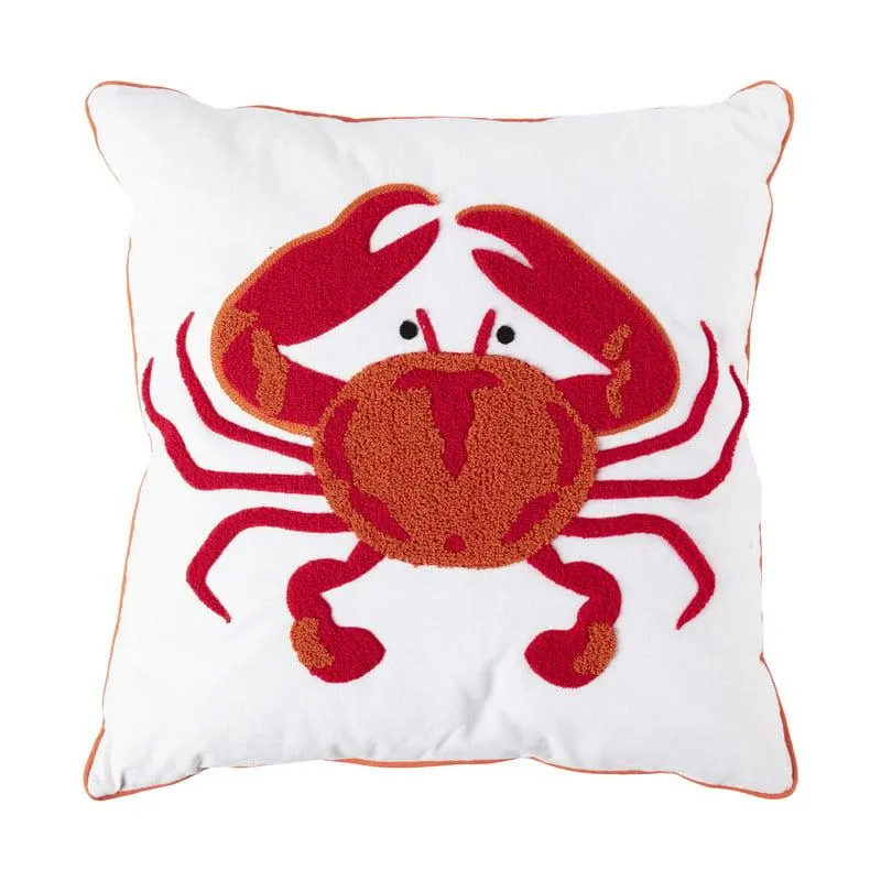 Kussen krab - rood/wit - 45x45 cm