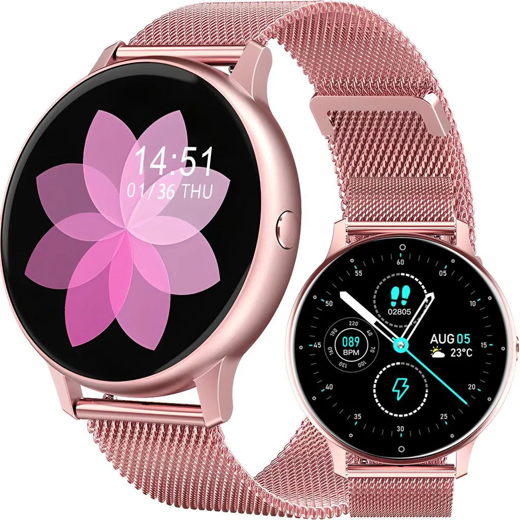 Smartwatch Smart Watch 45mm DT-88 Armbanduhr mit Touchscreen Sport Band Fitness Armband Black Watch Geschenk Call Android iOS Herren Damen Rosa Retoo