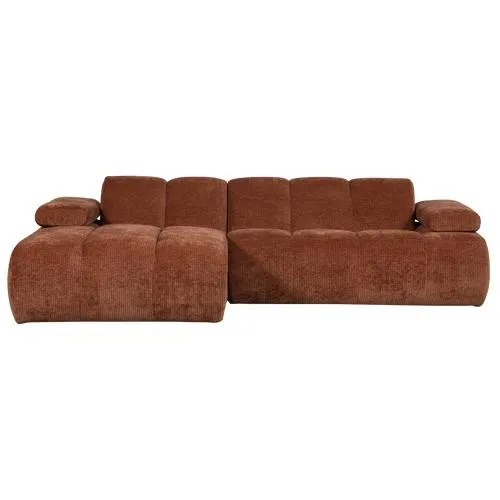 WOOOD chaise longue links Mojo - Geweven Ribstof - Roestbruin