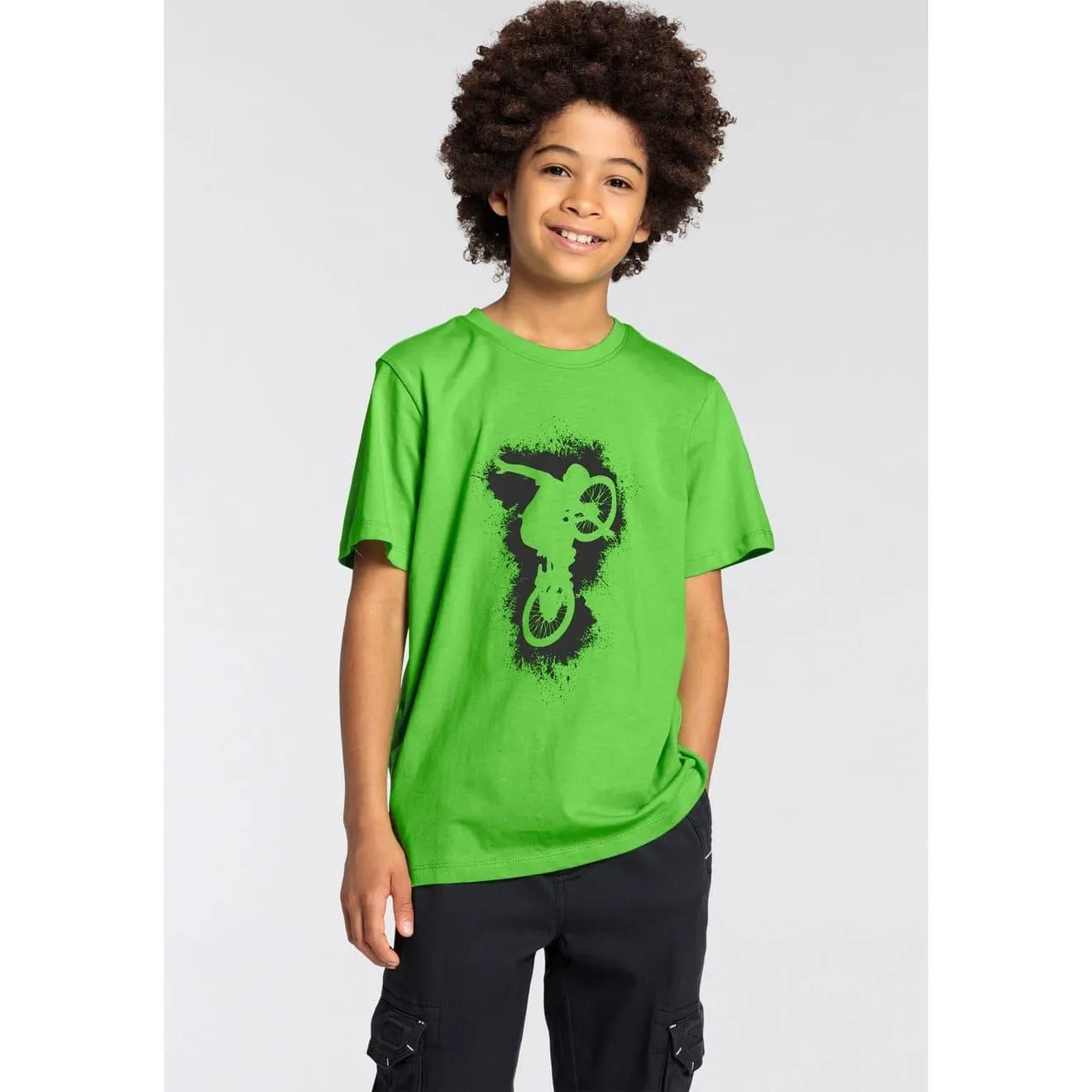 KIDSWORLD T-shirt Biker - Print Korte mouwen, basic pasvorm, met stijlvolle print, ronde hals