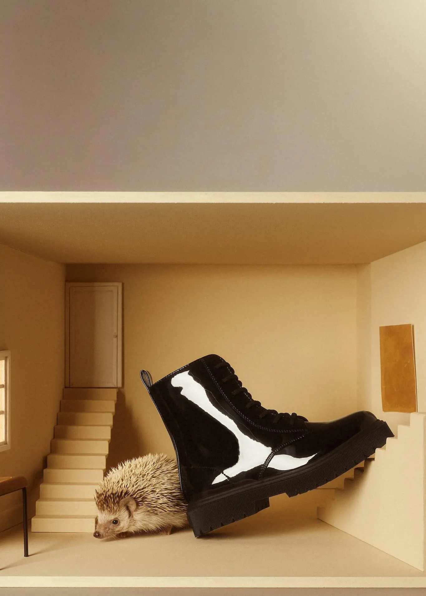 Lakleren veterlaarzen