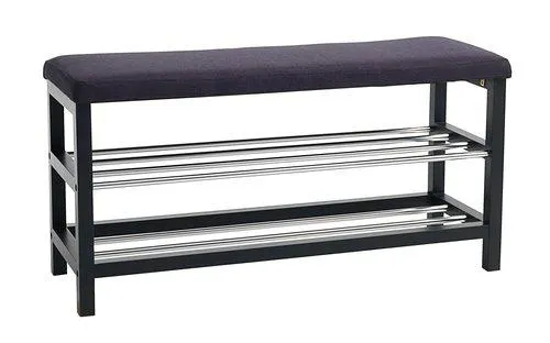 Bank EGESKOV met schoenenrek metaal/zwart