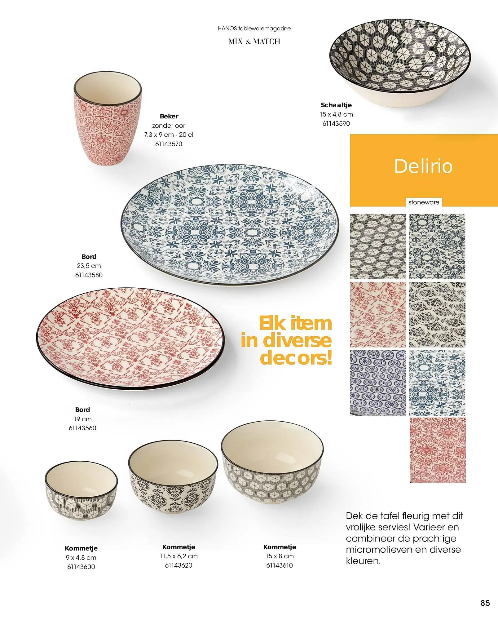 HANOS Tableware Magazine 2023-2024 van 1 januari tot 30 april 2024 - Folder pagina 85