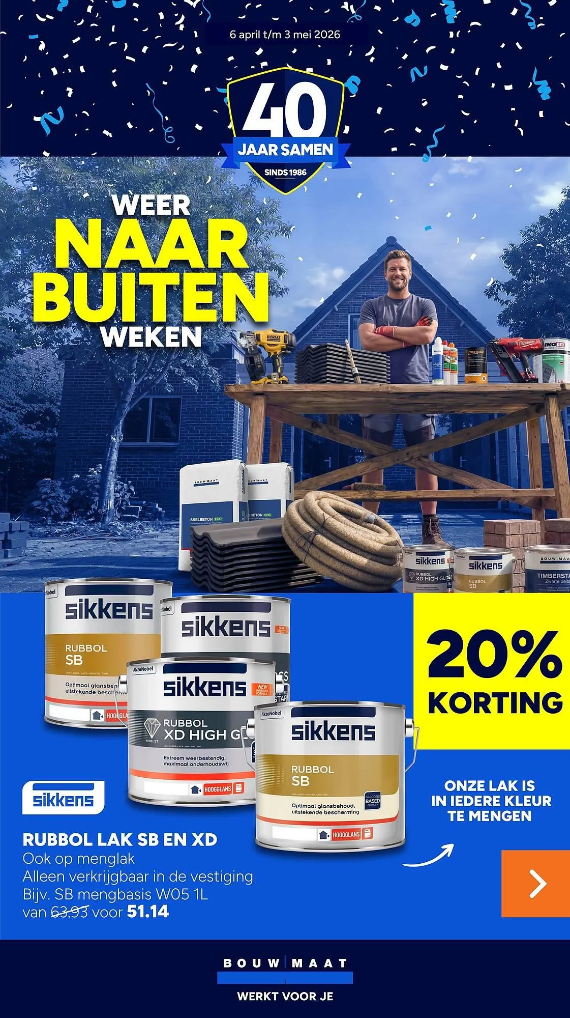 BOUWMAAT folder van 6 april tot 4 mei 2026 - Folder pagina 1