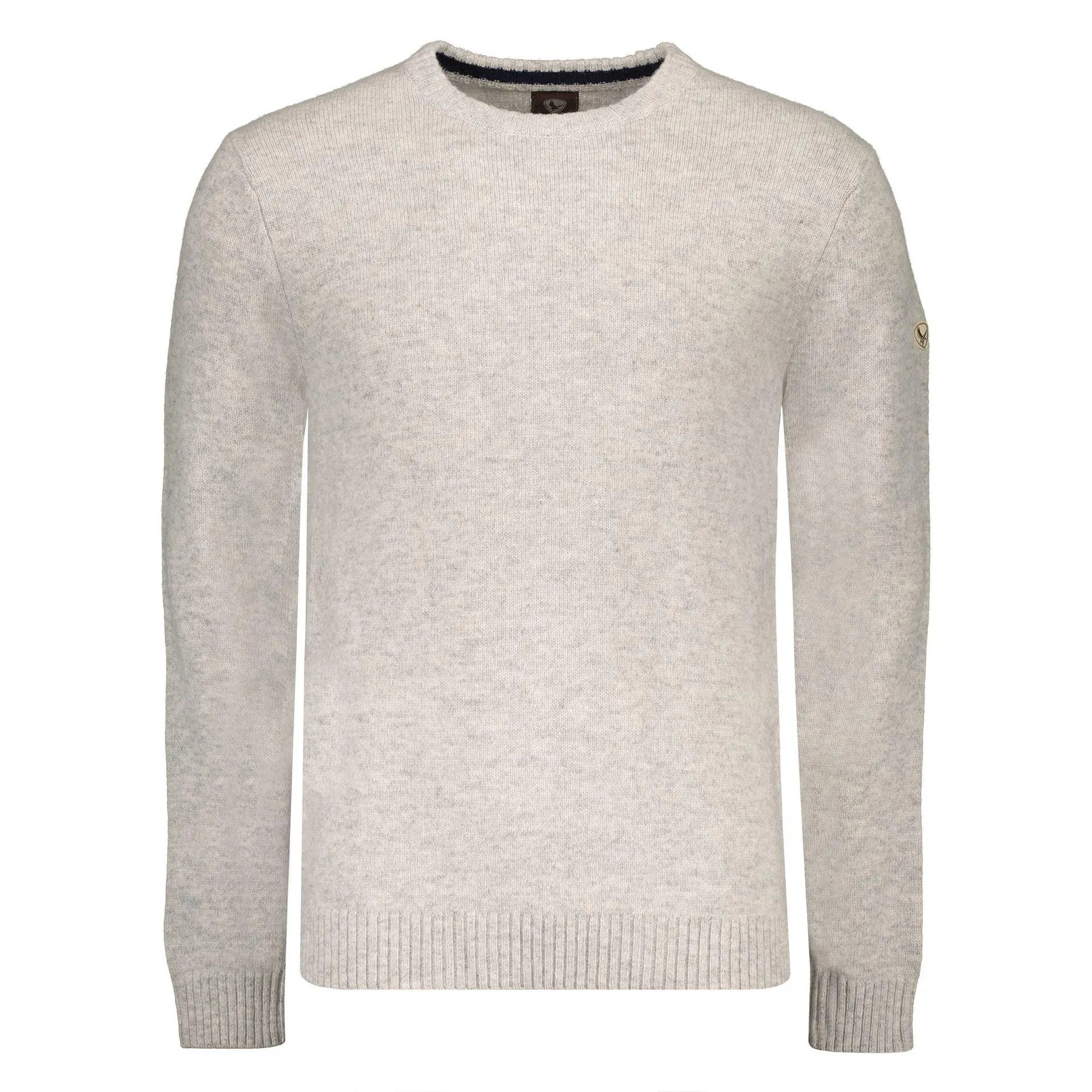 Lamswollen Trui met Ronde Hals Light Grey