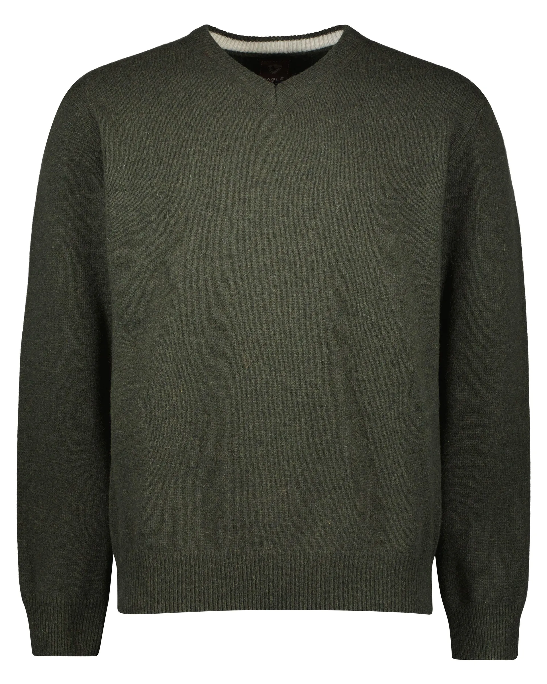 Lamswollen Trui met V-hals Donkergroen