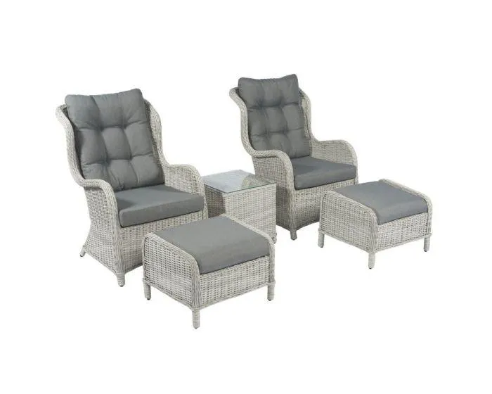 Kingset "Bermuda" Loungeset wicker - Rio lichtgrijs - Pure Garden & Living