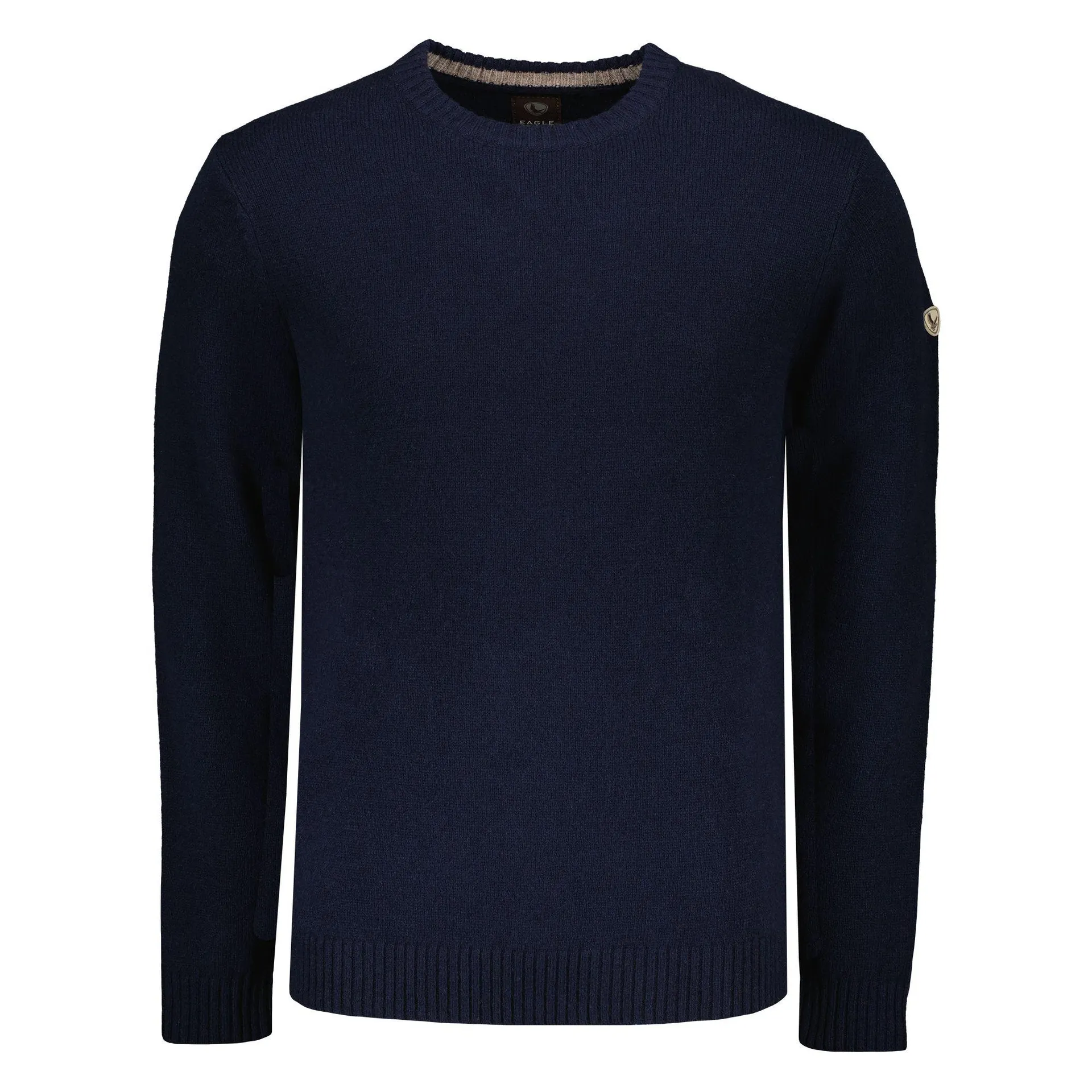 Lamswollen Trui met Ronde Hals Navy