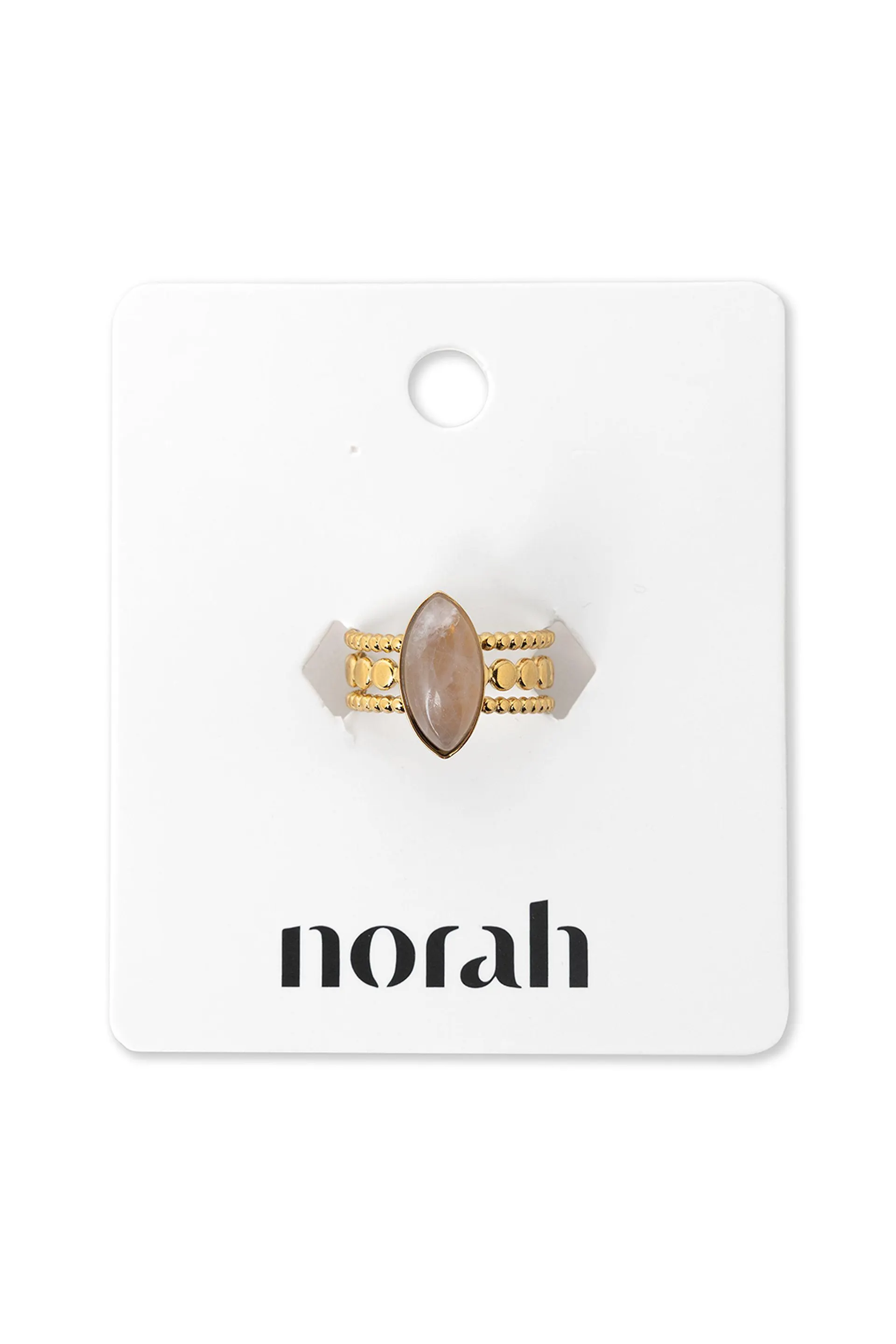 Goudkleurige ring met roze steen