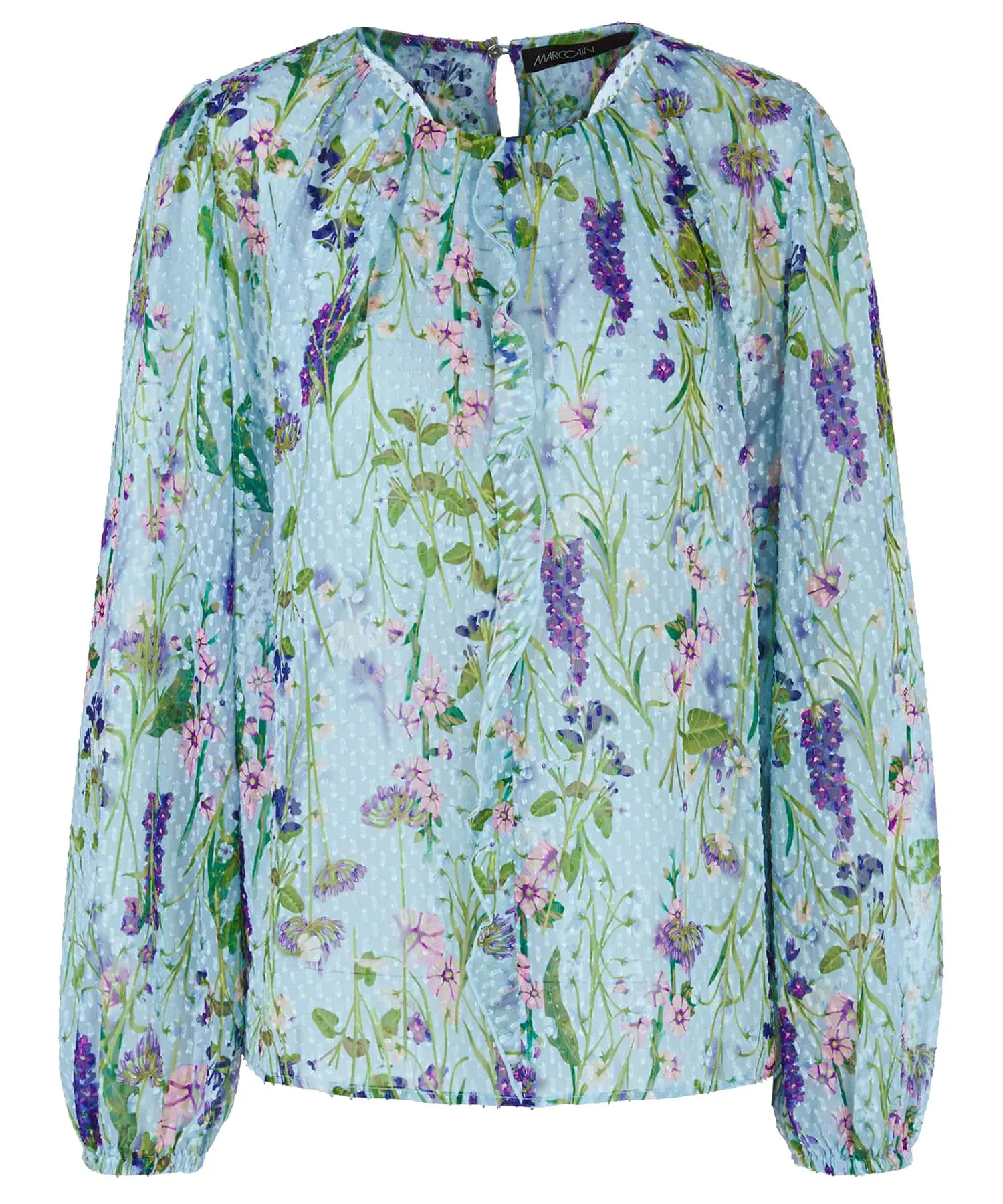 Marc Cain blouse bloemenprint met roezelrandje