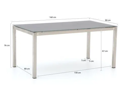 Bernstein Freiburg 160cm dining tuinset 5-delig stapelbaar