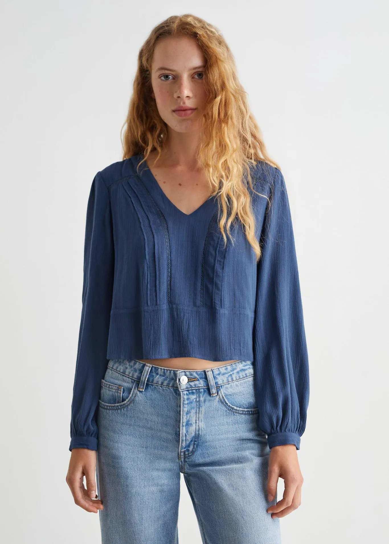 Crop blouse met borduursels