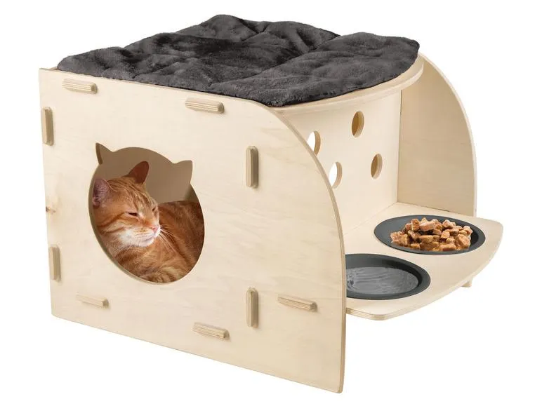 zoofari® Kattenhuis met voer- en drinkbak