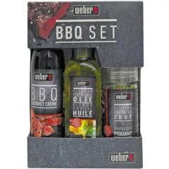 Weber BBQ Trio Set: Olijfolie, BBQ Gourmet Créme, BBQ Zout
