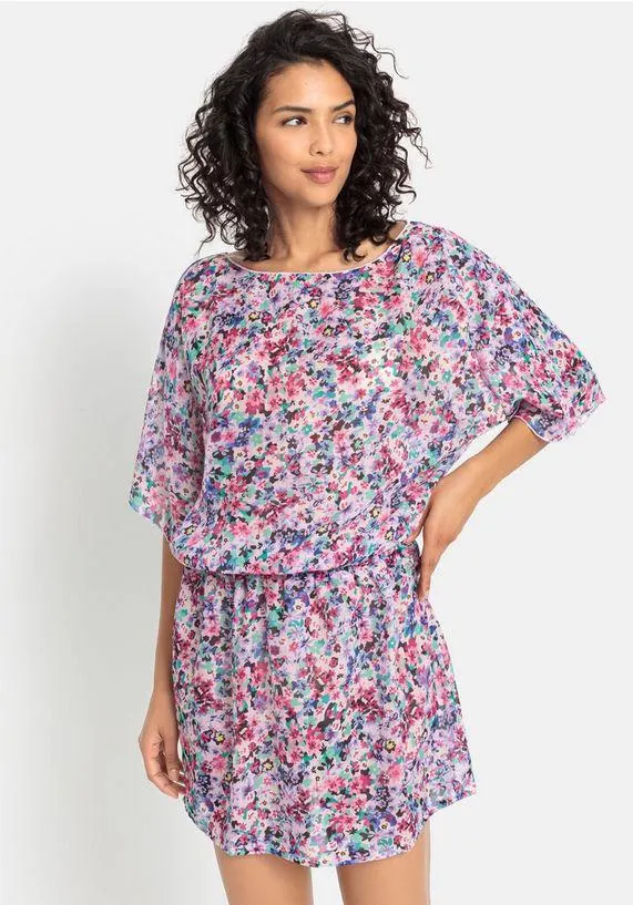 s.Oliver RED LABEL Beachwear Chiffon tuniek met bloemmotief