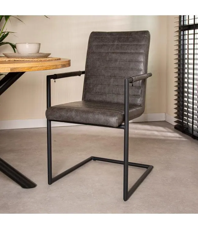 Industriële eetkamerstoel Bras antraciet met arm