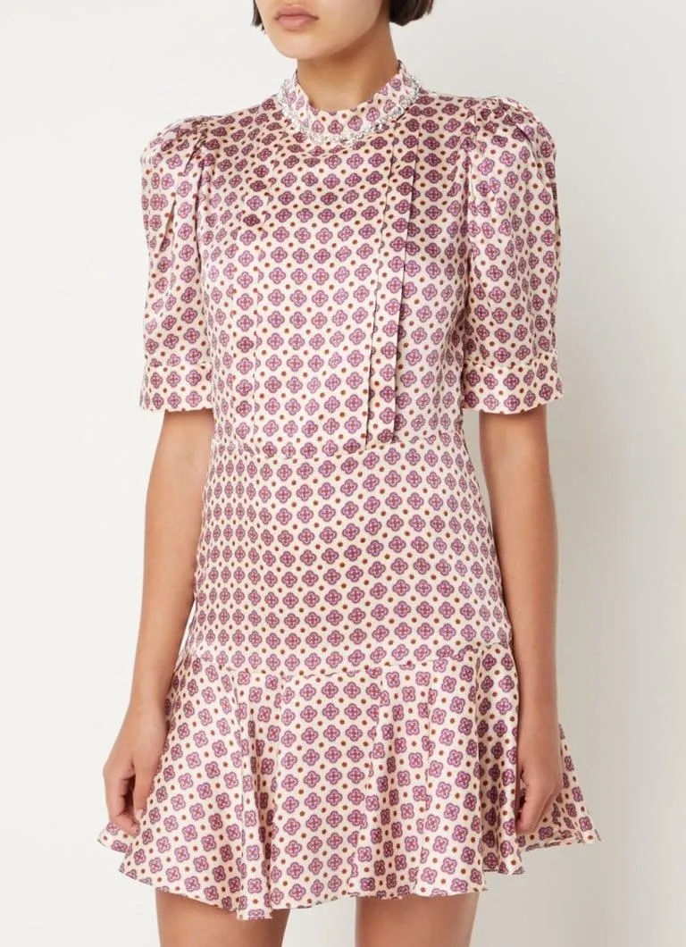 Mini tuniekjurk met strass en bloemenprint