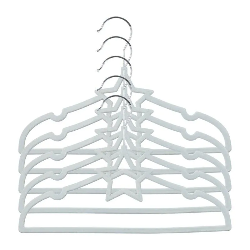 Kinder kledinghanger ster - vilt - blauw - set van 5