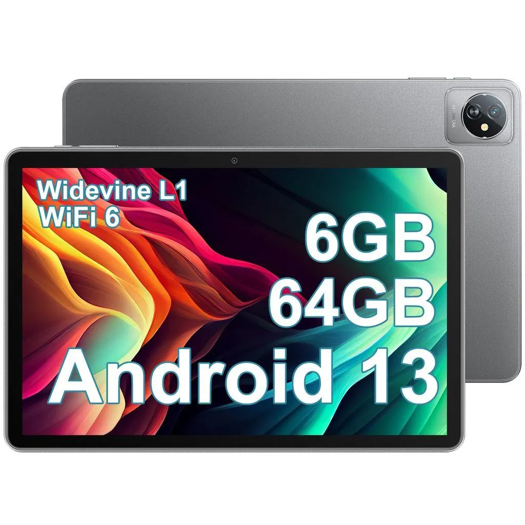 Blackview Tab70 WiFi Tablet 10 Zoll, 64GB ROM, 1280 x 800 pixel, 6580mAh Akku, 5MP Kamera, WiFi, Bluetooth, Grau