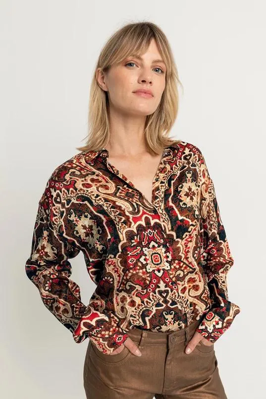 Overhemdblouse met print