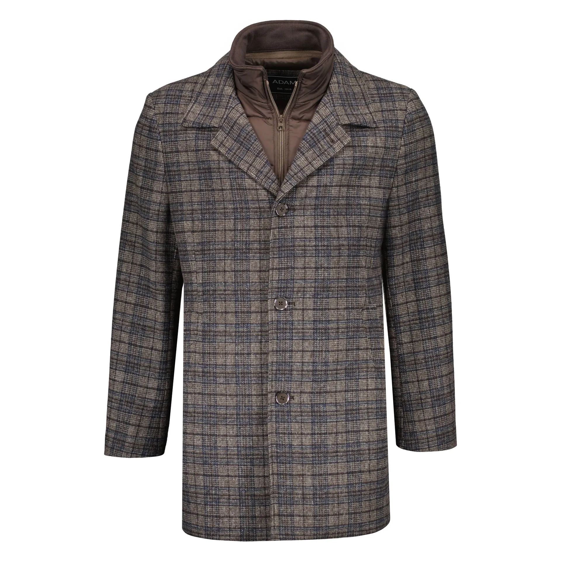 Halflange Geruite Jas Bruin