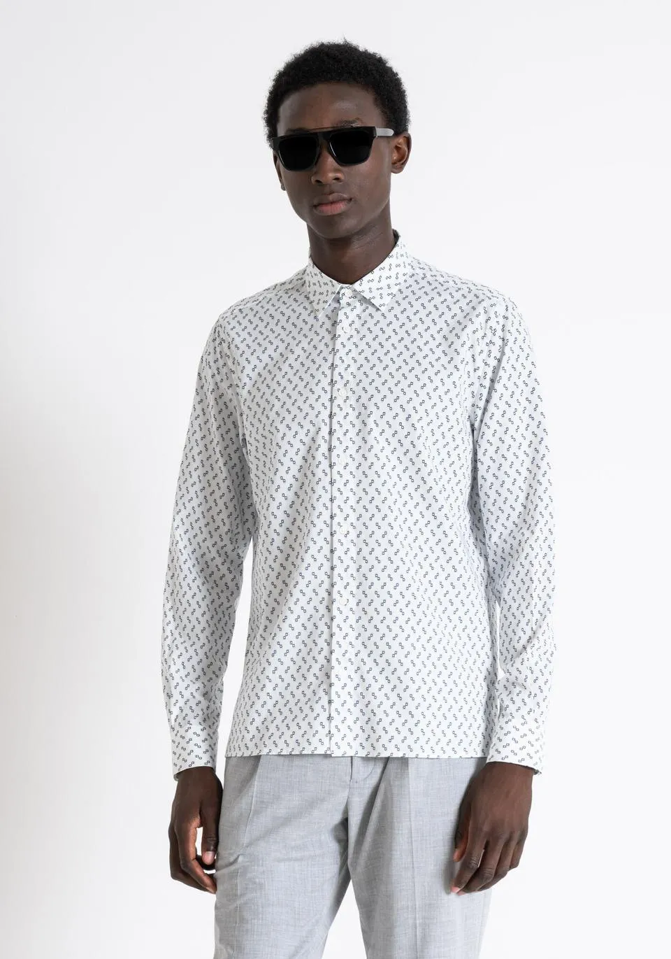 "BARCELONA" REGULAR STRAIGHT FIT SHIRT IN PRINTED VISCOSE COTTON