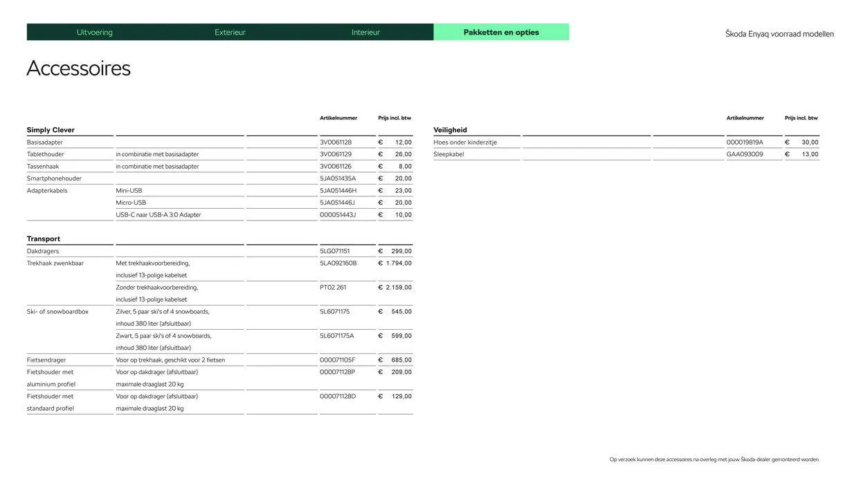 Škoda Enyaq Voorraad prijslijst per 1 juni 2024 van 5 juli tot 5 juli 2025 - Folder pagina 14