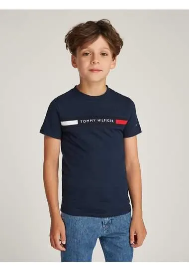 Tommy Hilfiger T-shirt TH RIB REG TEE SS in ribbellook, met logo-inscriptie