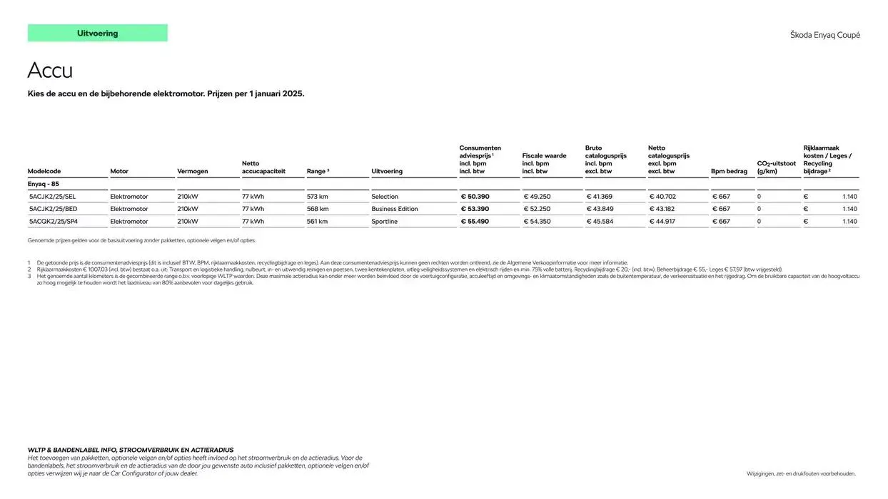 Škoda Enyaq Coupé prijslijst per 1 oktober 2024 van 6 december tot 6 december 2025 - Folder pagina 4